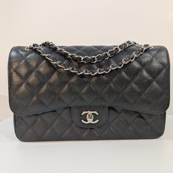Chanel Black Caviar Classic Jumbo Double Flap Bag - Picture 1 of 16